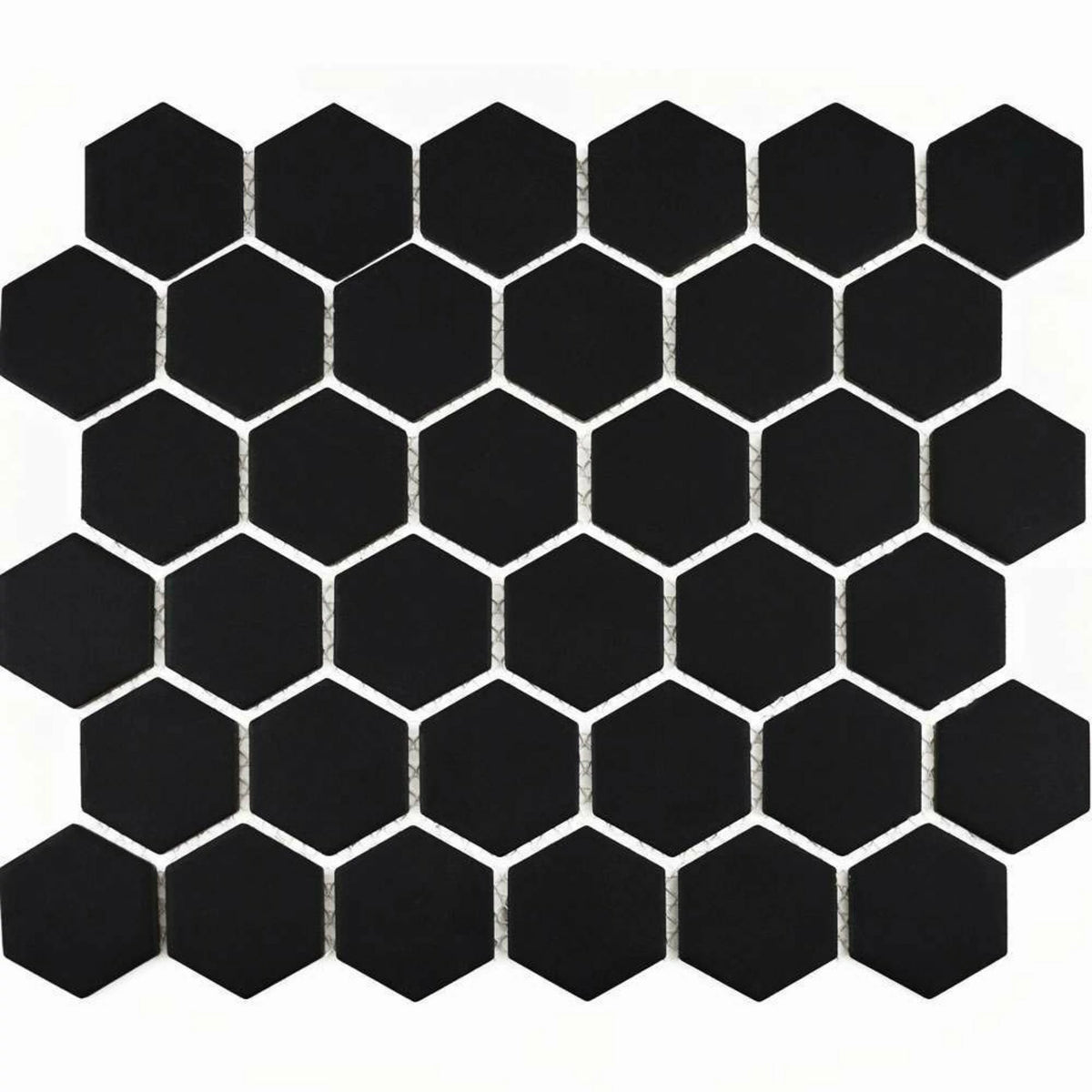 Pixel Black Hexagon Matt porcelain wall and floor tiles