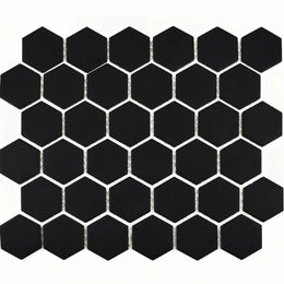 Pixel Black Hexagon Matt porcelain wall and floor tiles
