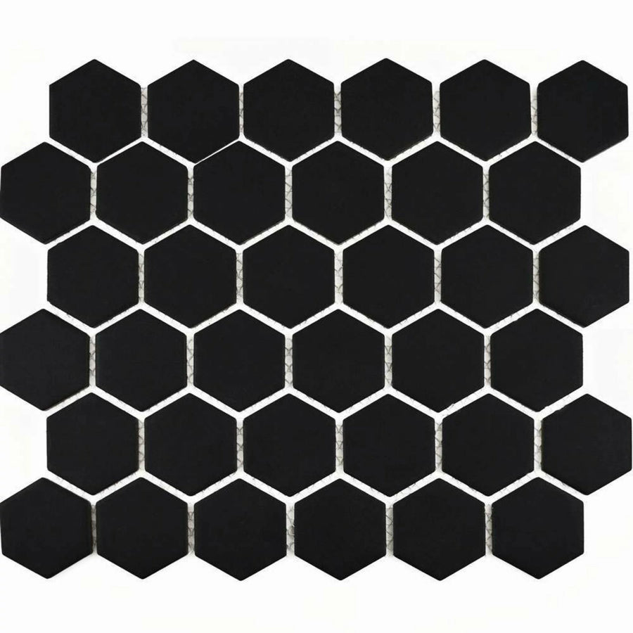 Pixel Black Hexagon Matt porcelain wall and floor tiles