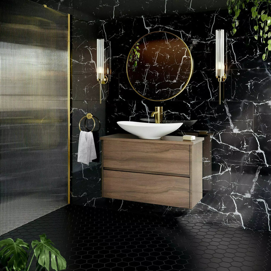 Black hexagon porcelain mosaic tiles for wall and floor