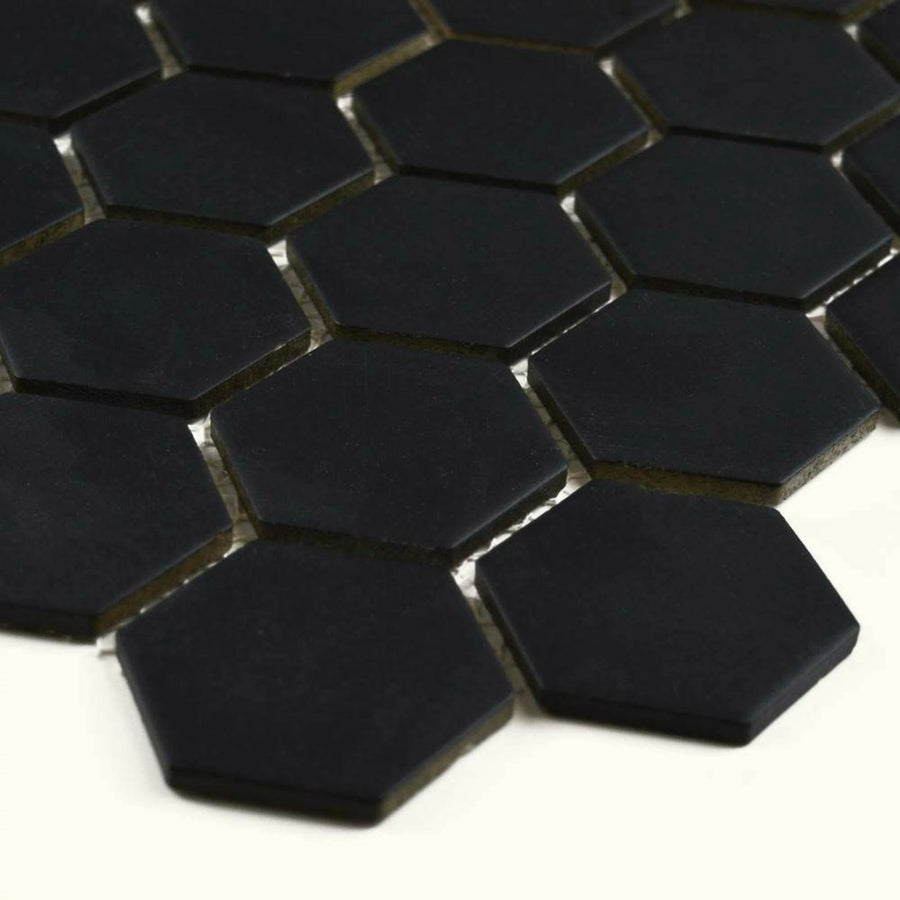 Pixel Black Hexagon mosaic wall and floor tile design