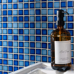Ocean blue porcelain mosaic tiles for stylish interior walls