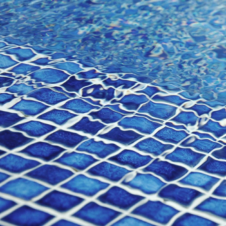 Pixel Ocean Blend mosaic tiles with polished blue finish