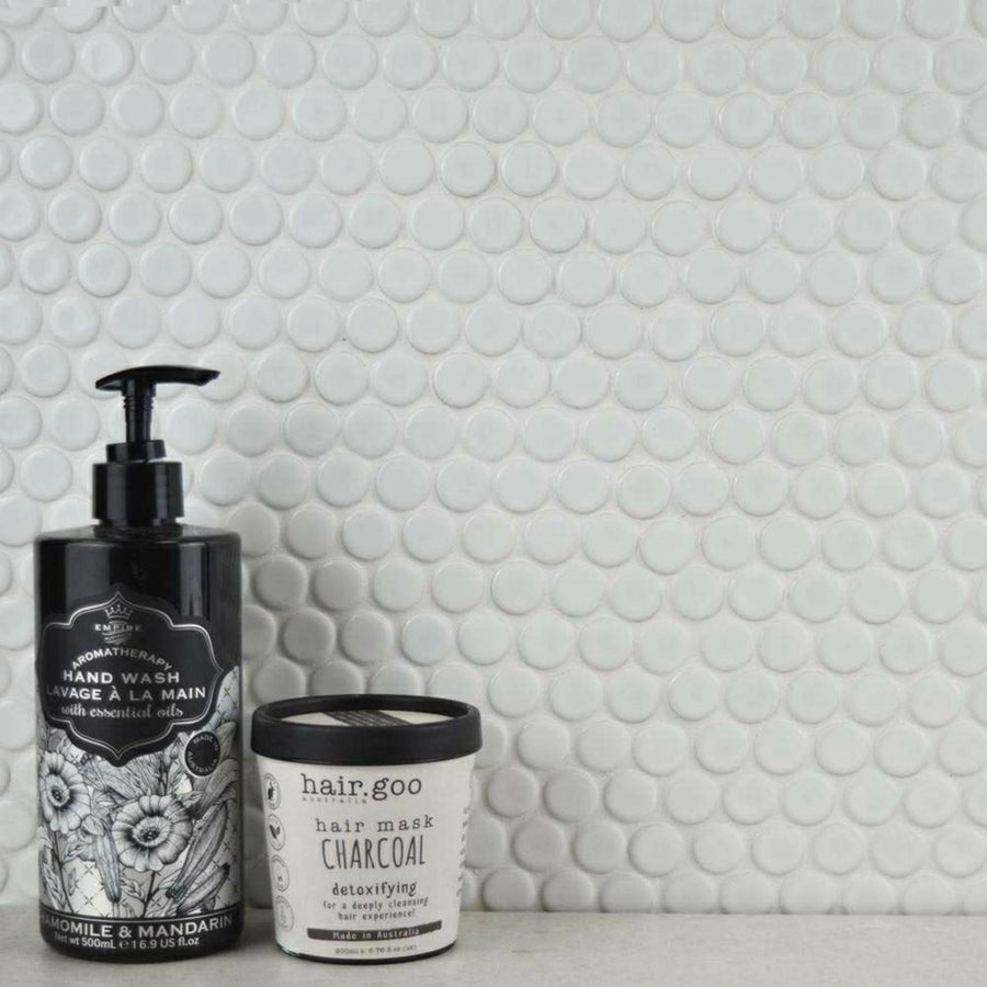 White circular porcelain mosaic tiles for stylish interiors
