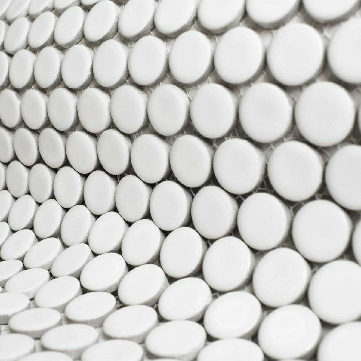 White porcelain circular mosaic tiles for wall and floor