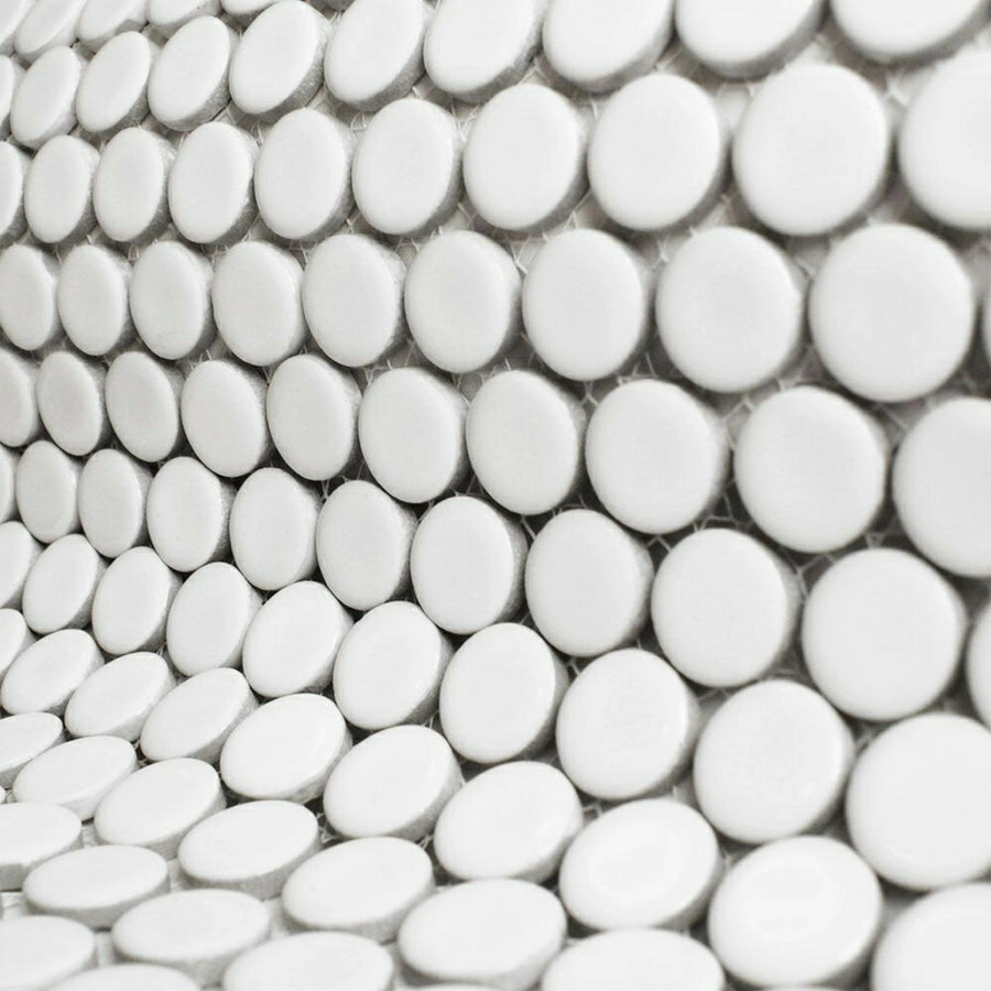 White porcelain circular mosaic tiles for wall and floor