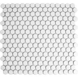 White porcelain circular mosaic wall and floor tile design