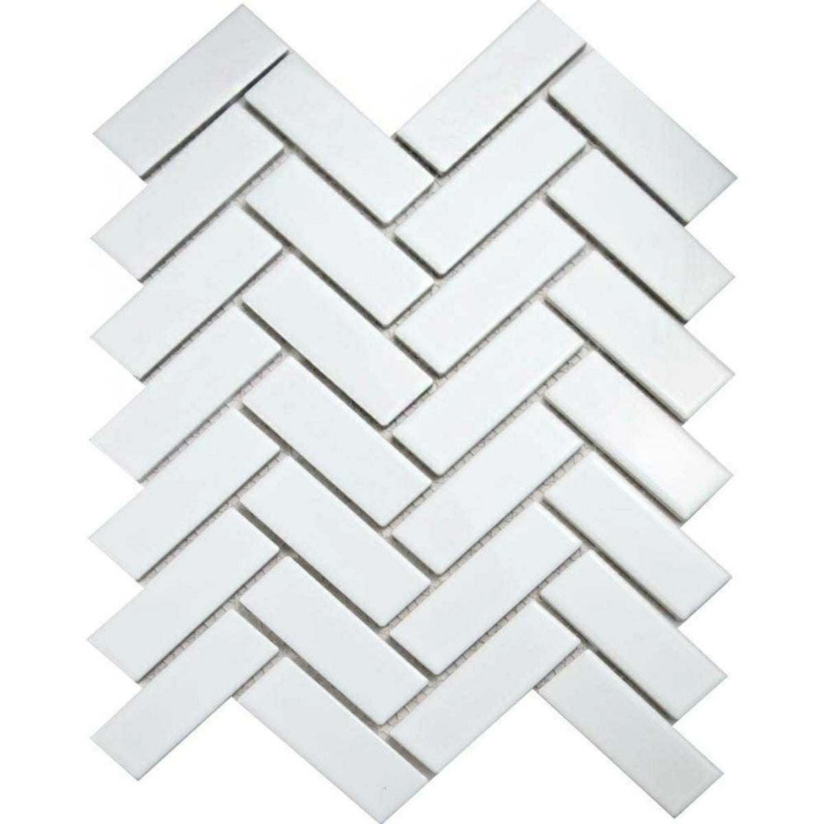 Pixel White Herringbone Gloss porcelain wall floor tiles