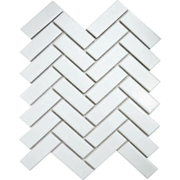 Pixel White Herringbone Gloss porcelain wall floor tiles