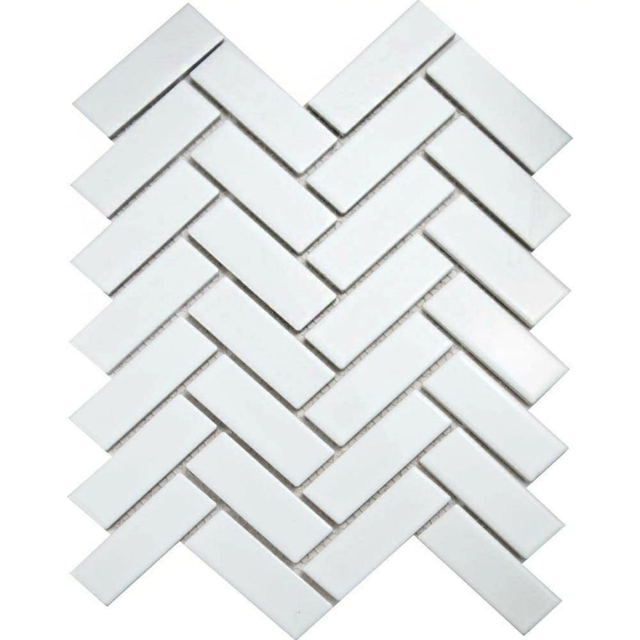 Pixel White Herringbone Gloss porcelain wall floor tiles