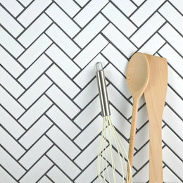 White herringbone porcelain tiles for stylish wall interiors