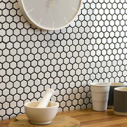 White hexagon porcelain mosaic tiles for wall and floor
