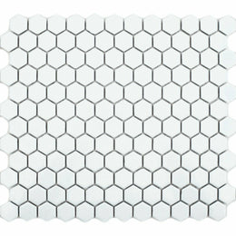 Pixel White Hexagon Gloss porcelain mosaic wall floor tiles
