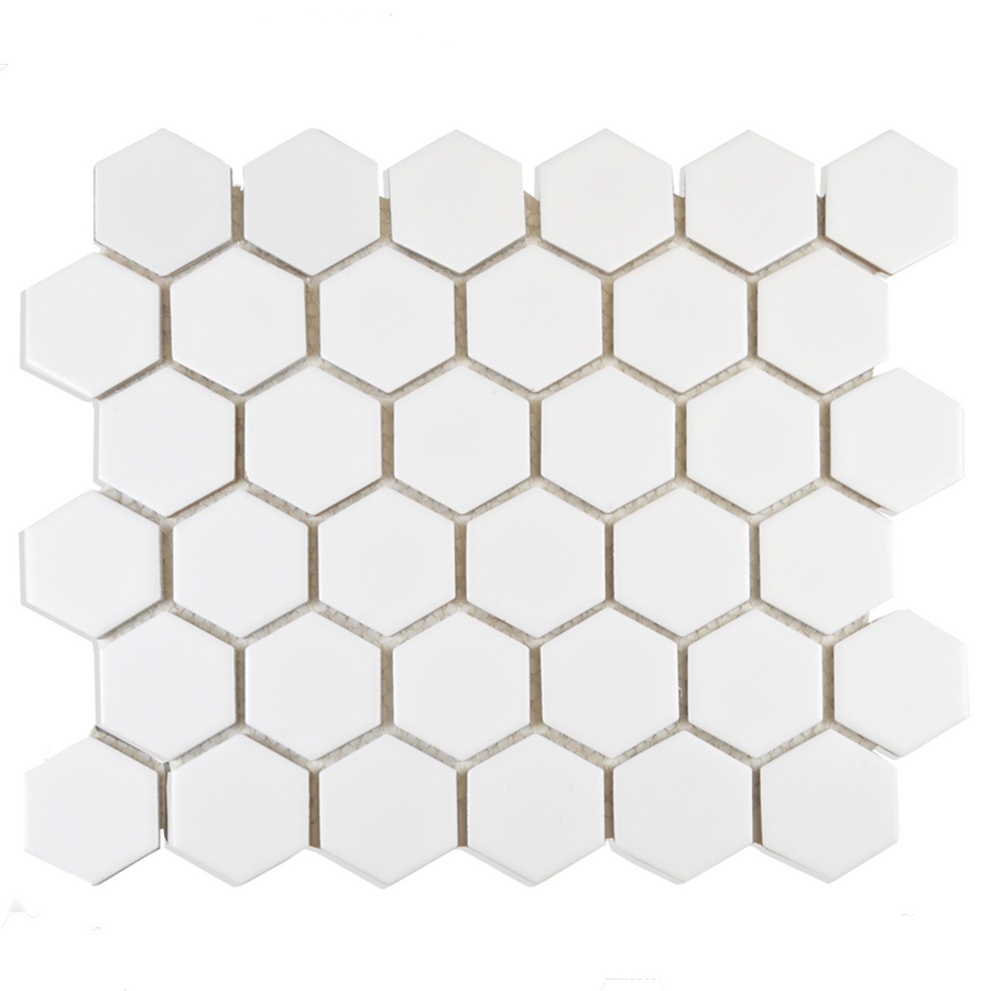 Pixel White hexagon gloss porcelain mosaic wall floor tiles