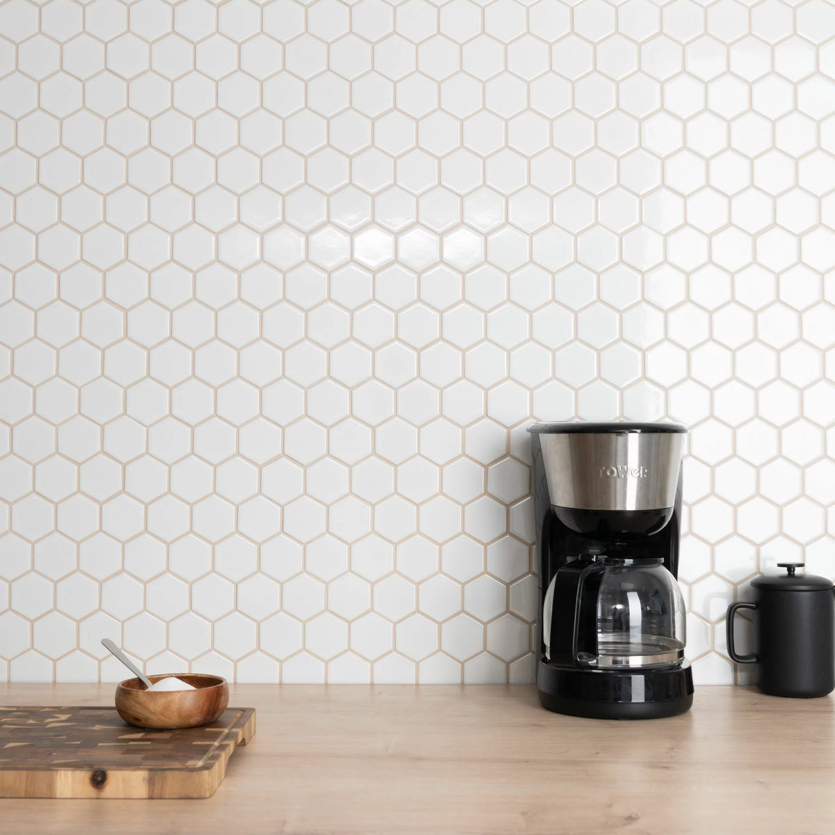 White hexagon polished porcelain mosaic tiles for walls floors