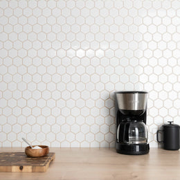White hexagon polished porcelain mosaic tiles for walls floors