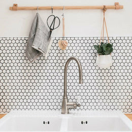 Modern white porcelain mosaic tiles with hexagon design