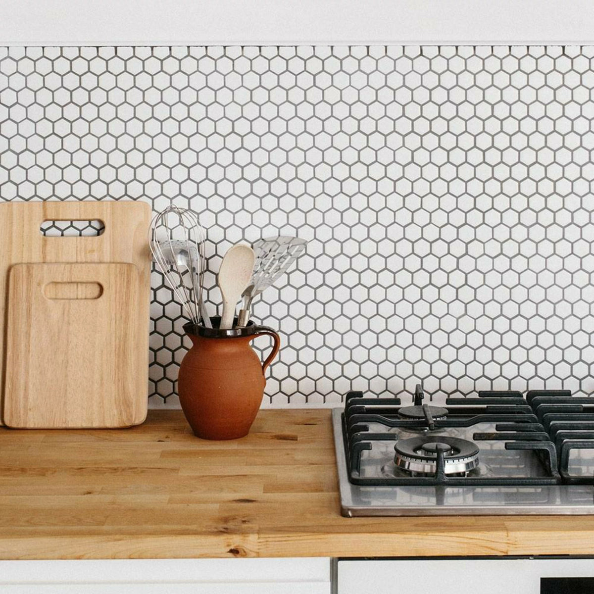 White hexagon porcelain mosaic tiles for wall and floor