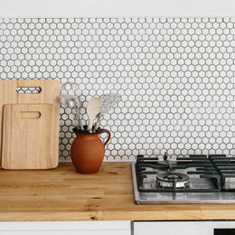 White hexagon porcelain mosaic tiles for wall and floor