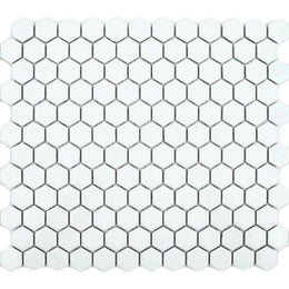 Pixel White Hexagon Matt porcelain wall floor mosaic tiles