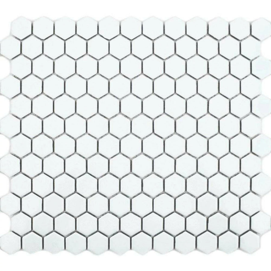 Pixel White Hexagon Matt porcelain wall floor mosaic tiles