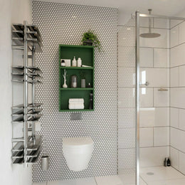 Pixel White Matt porcelain tiles with geometric mosaic pattern