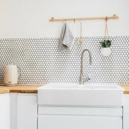 Pixel White porcelain hexagon tiles with Matt finish