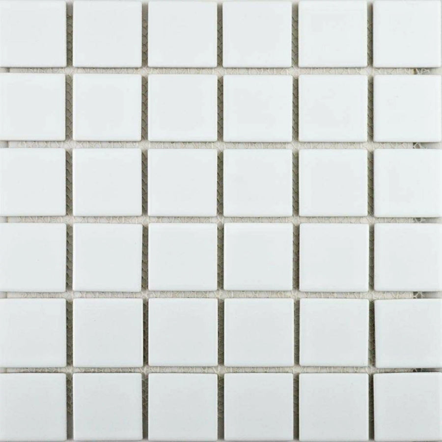 Pixel White Square Gloss porcelain mosaic wall floor tiles