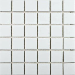 Pixel White porcelain mosaic wall and floor tiles