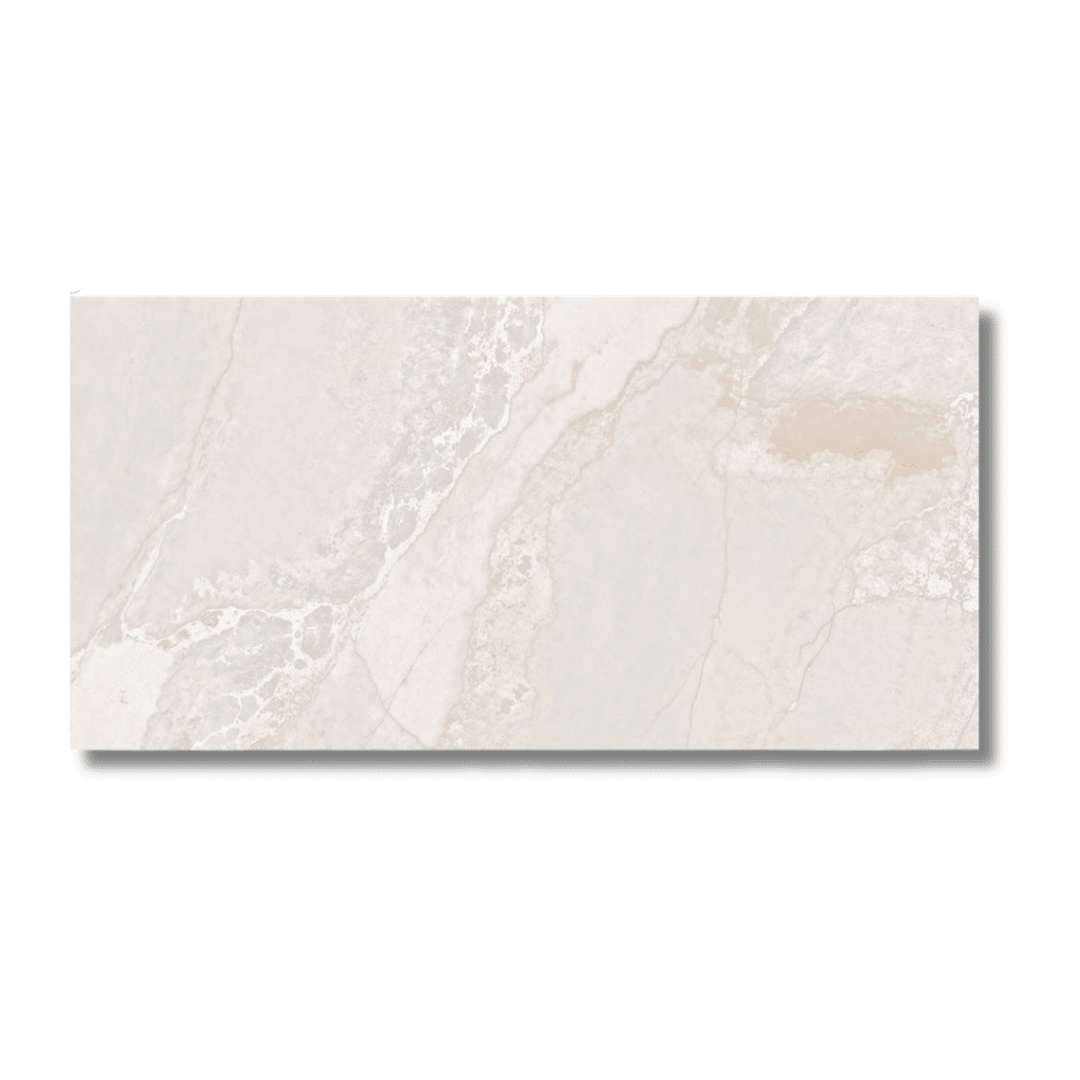 Elegant cream porcelain tile with lappato finish