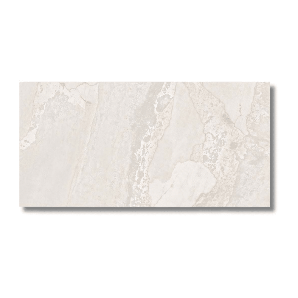 Cream lappato porcelain wall and floor tile design