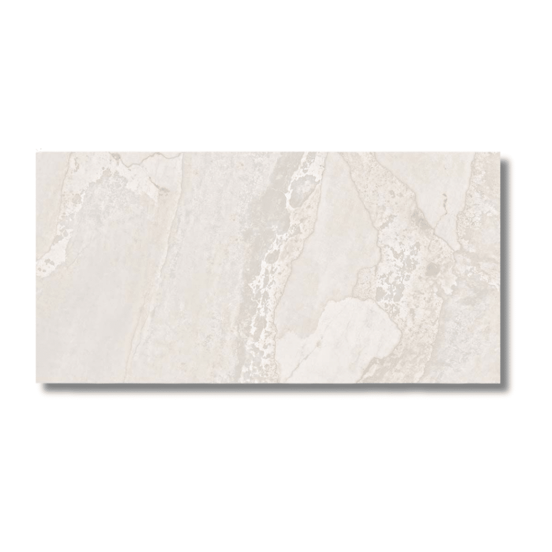 Cream lappato porcelain wall and floor tile design
