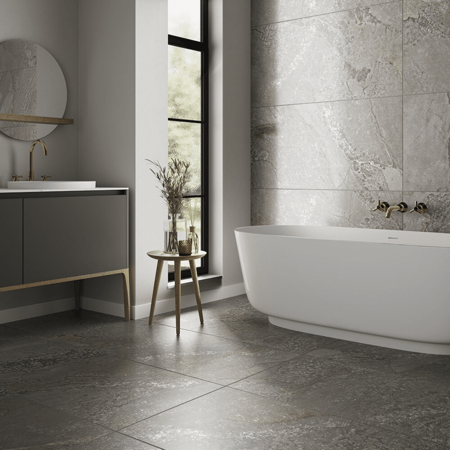 Planet Dark metallic lappato black porcelain wall and floor tiles