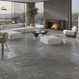 Polished metallic look black porcelain tiles for hallway bathroom