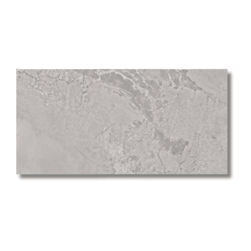 Stylish grey lappato finish porcelain tile bathroom hallway