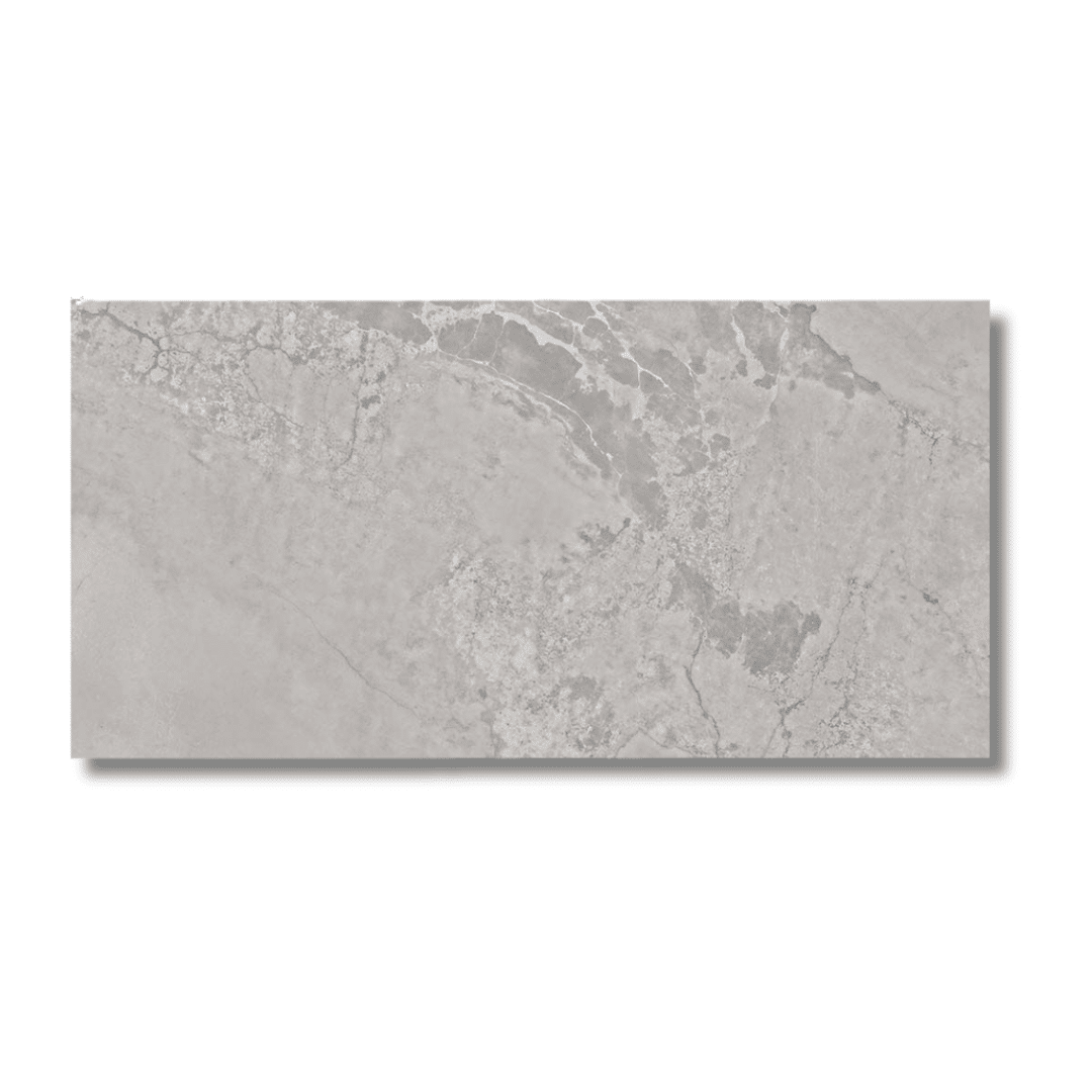 Stylish grey lappato finish porcelain tile bathroom hallway