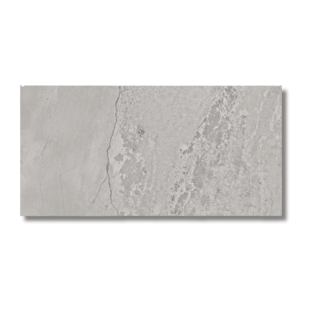 Planet Grey porcelain tile with metallic lappato surface