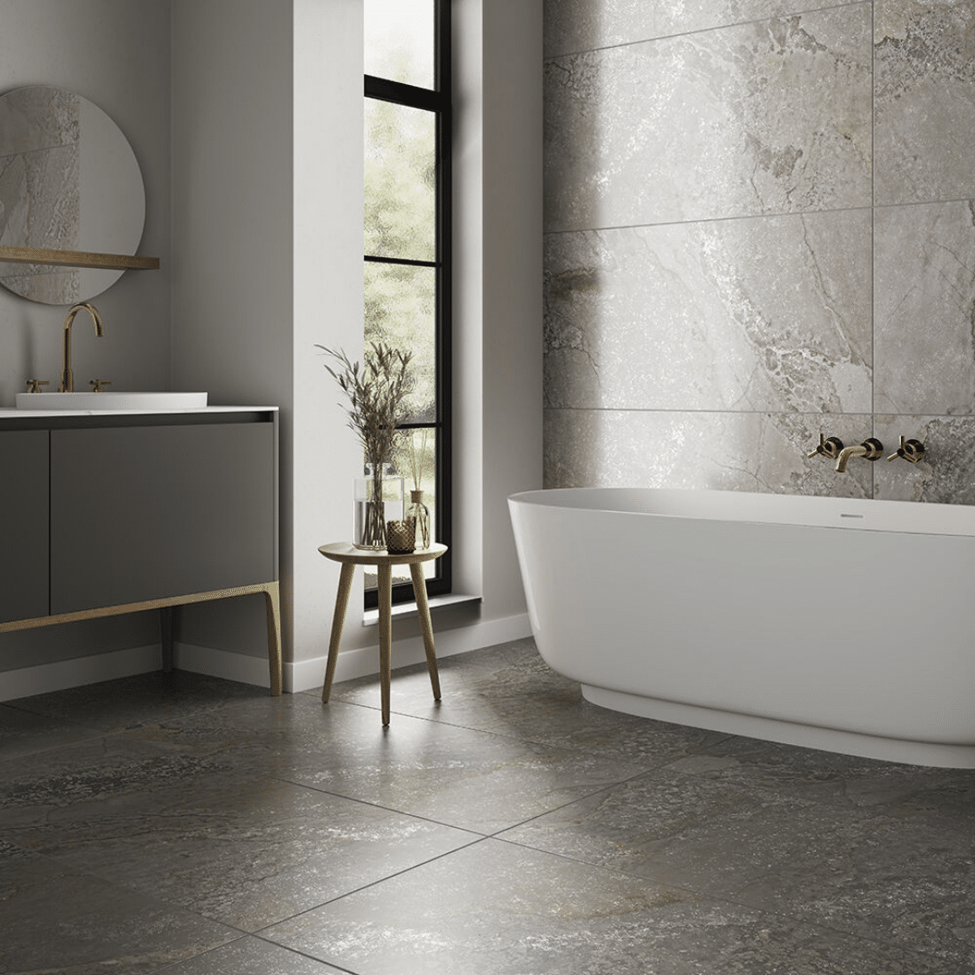 Grey lappato porcelain wall floor tile for modern hallway