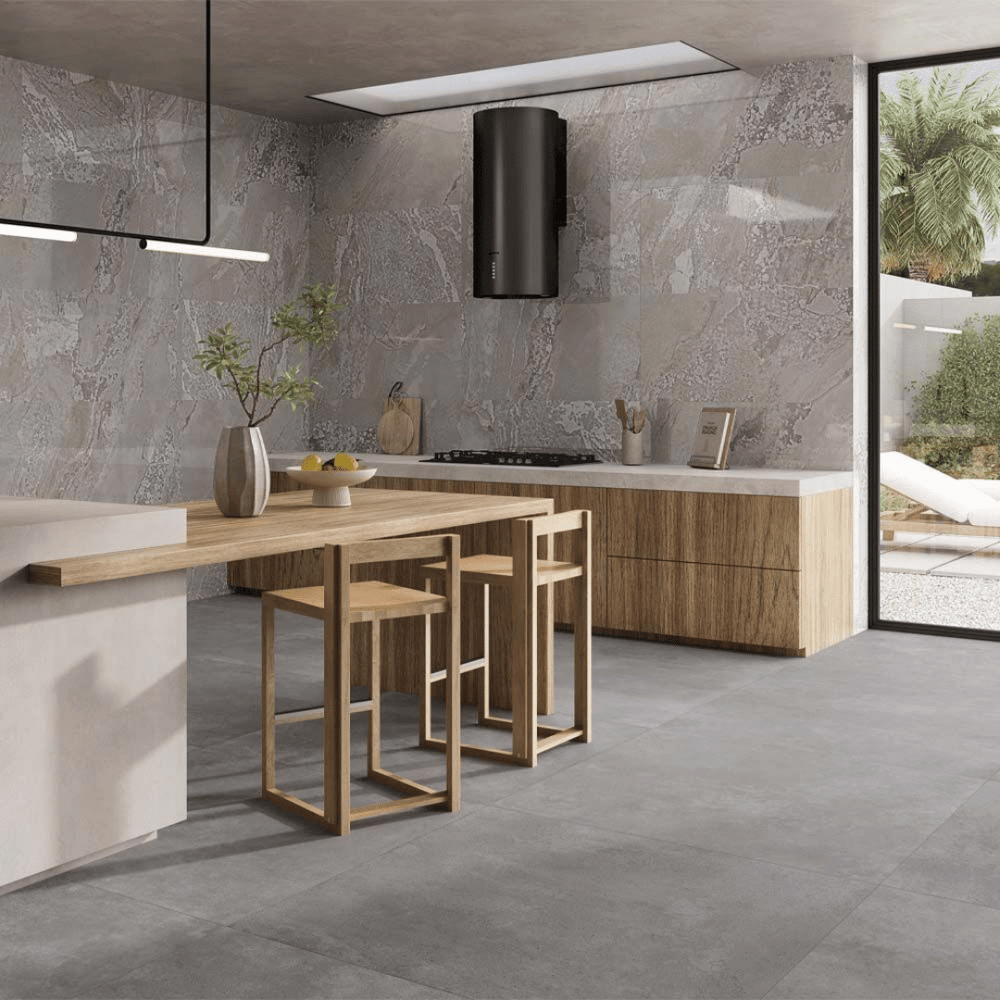 Planet Grey metallic effect lappato porcelain tile for wall and floor
