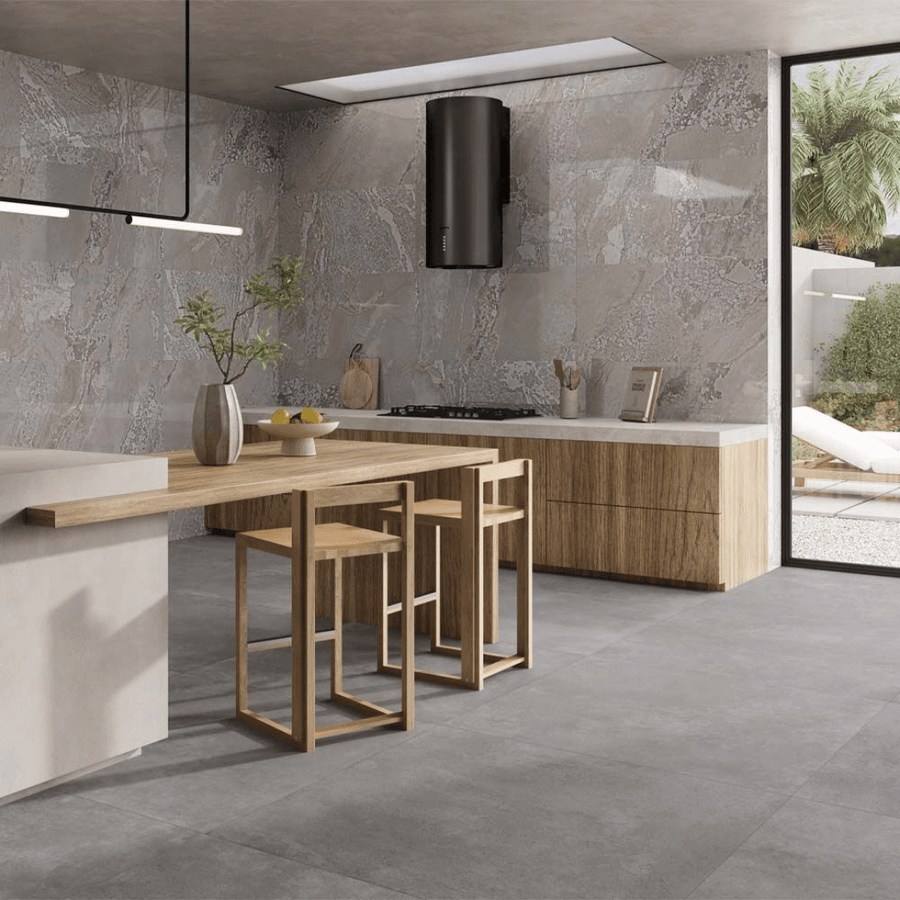 Planet Grey metallic effect lappato porcelain tile for wall and floor