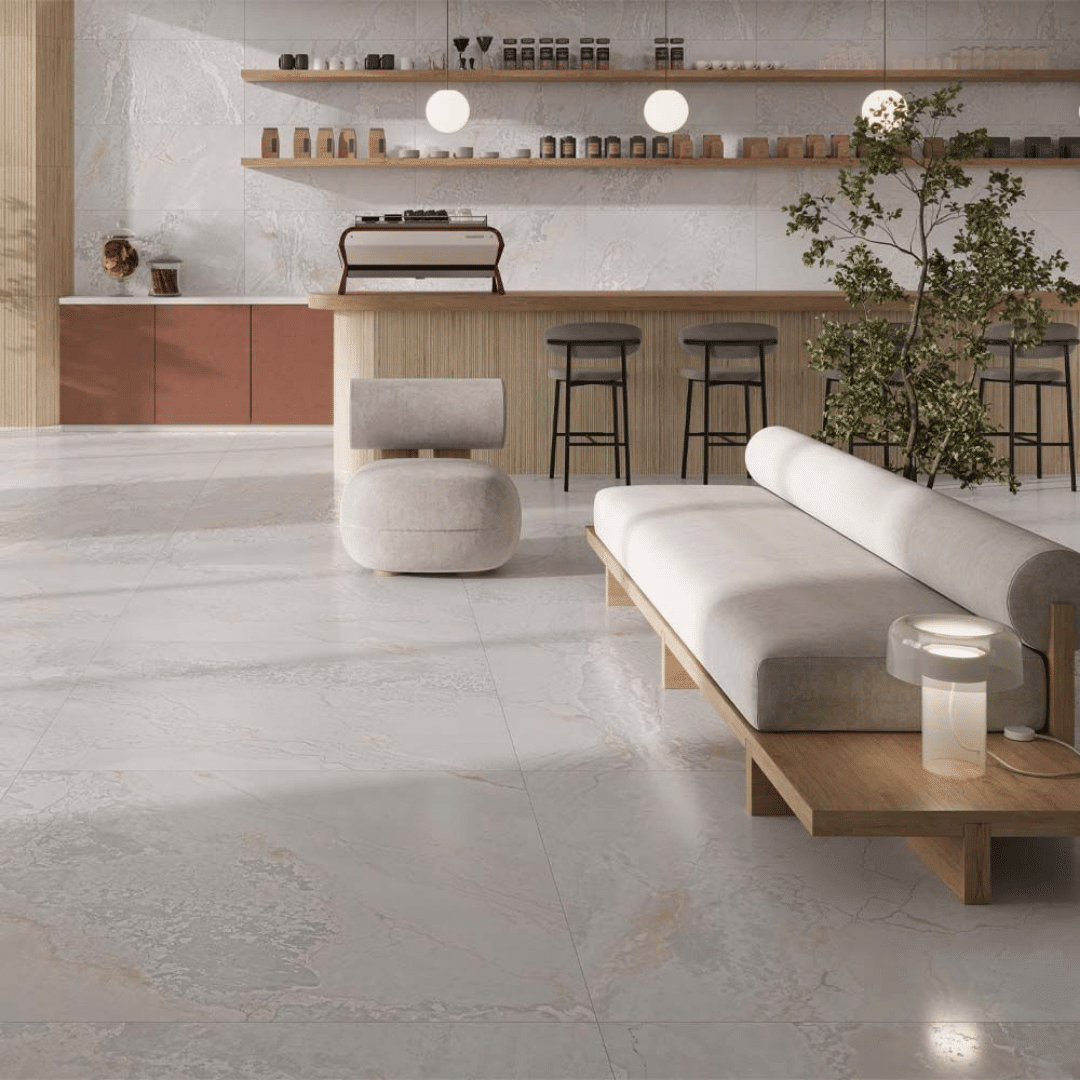 Planet White metallic lappato porcelain tile for wall and floor