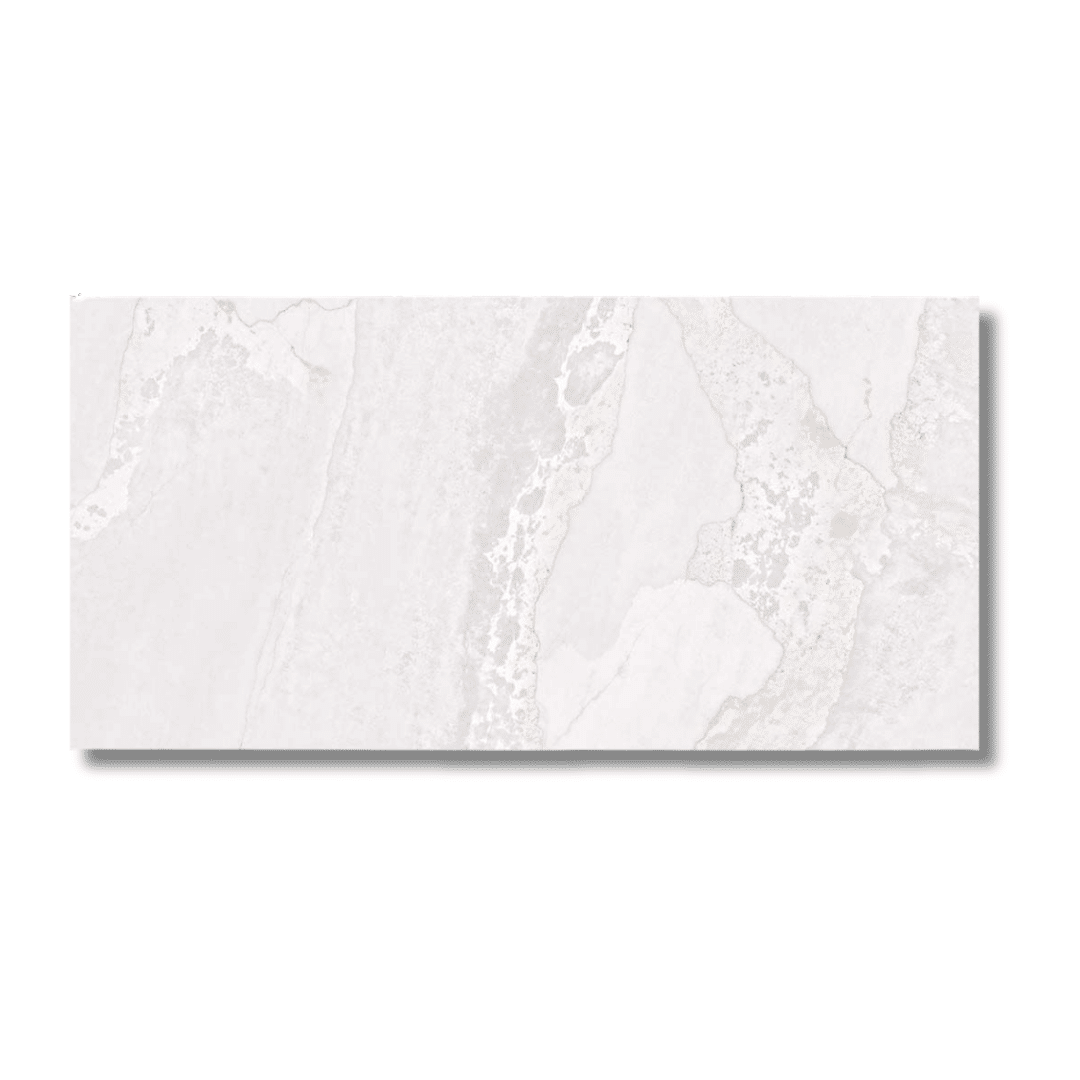 White metallic porcelain hallway bathroom tile with lappato finish