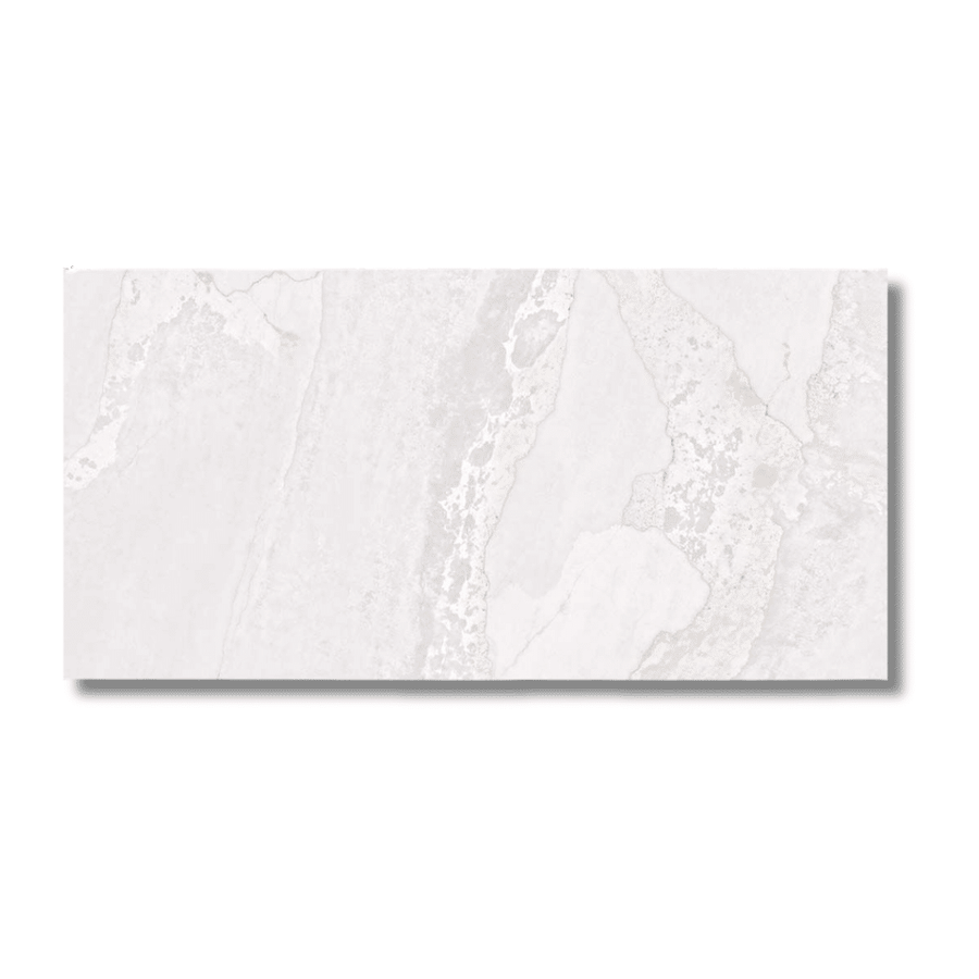 White metallic porcelain hallway bathroom tile with lappato finish