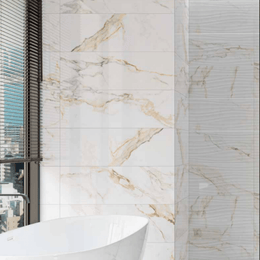 Polished porcelain marble-look tile