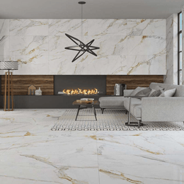 Luxury porcelain floor tile white gold