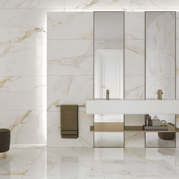 Satin marble look porcelain tile