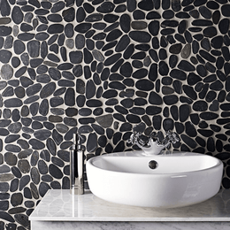 Riverstone Black pebble mosaic tiles for wall and floor