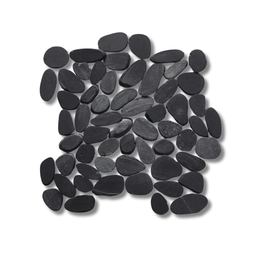 Flat cut black pebbles mosaic tile stone effect