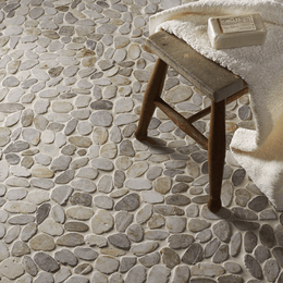 Riverstone white pebble mosaic tiles for wall and floor
