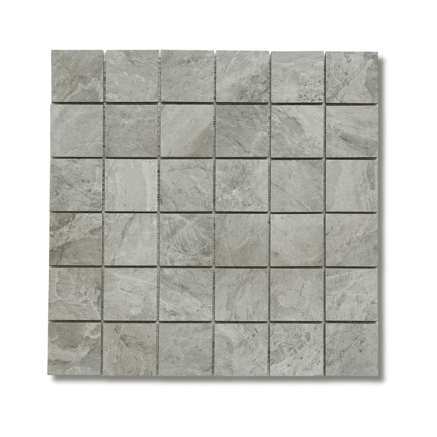 Matt grey stone effect porcelain mosaic interior tiles
